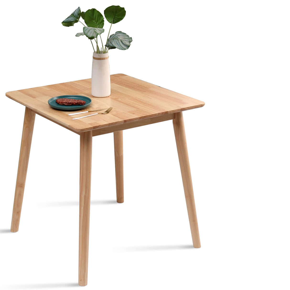 OGMILL 27.6" Small Square Wooden Dining Table for 2, Natural Kitchen Dinner Table Rustic Wood Dining Table Mid Century Modern Wood Farmhouse Table with Solid Wood Leg for Small Spaces OGMILL