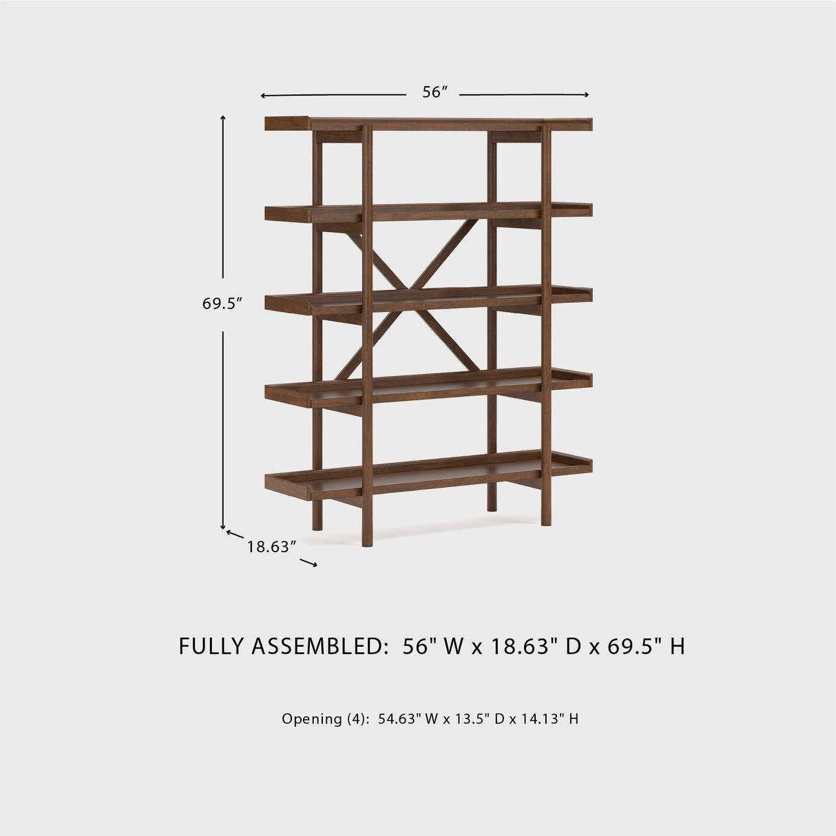 Signature Design by Ashley Lyncott Mid-Century Modern Freestanding 5-Tier 70" Etagere Bookcase, Light Brown Signature Design by Ashley