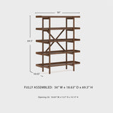 Signature Design by Ashley Lyncott Mid-Century Modern Freestanding 5-Tier 70" Etagere Bookcase, Light Brown Signature Design by Ashley
