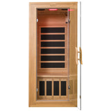 Efficraft Infrared Sauna Indoor, 1 Person Hemlock Wooden Home Sauna, Dry Sauna for Home Spa Room 1350W, Time Temp Pre-Set Sauna Room, w/7 Heating Panels Mini Personal Far Infrared Saunas for Home Efficraft