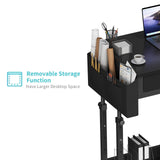 Small Portable Rolling Standing Desk - 32 Inch Adjustable Mobile Stand Up Teacher Desks with 2 Fabric Drawers on Wheels for Classroom, Couch Sofa Side Laptop Table with Storage for Home Office, Black WINAZ