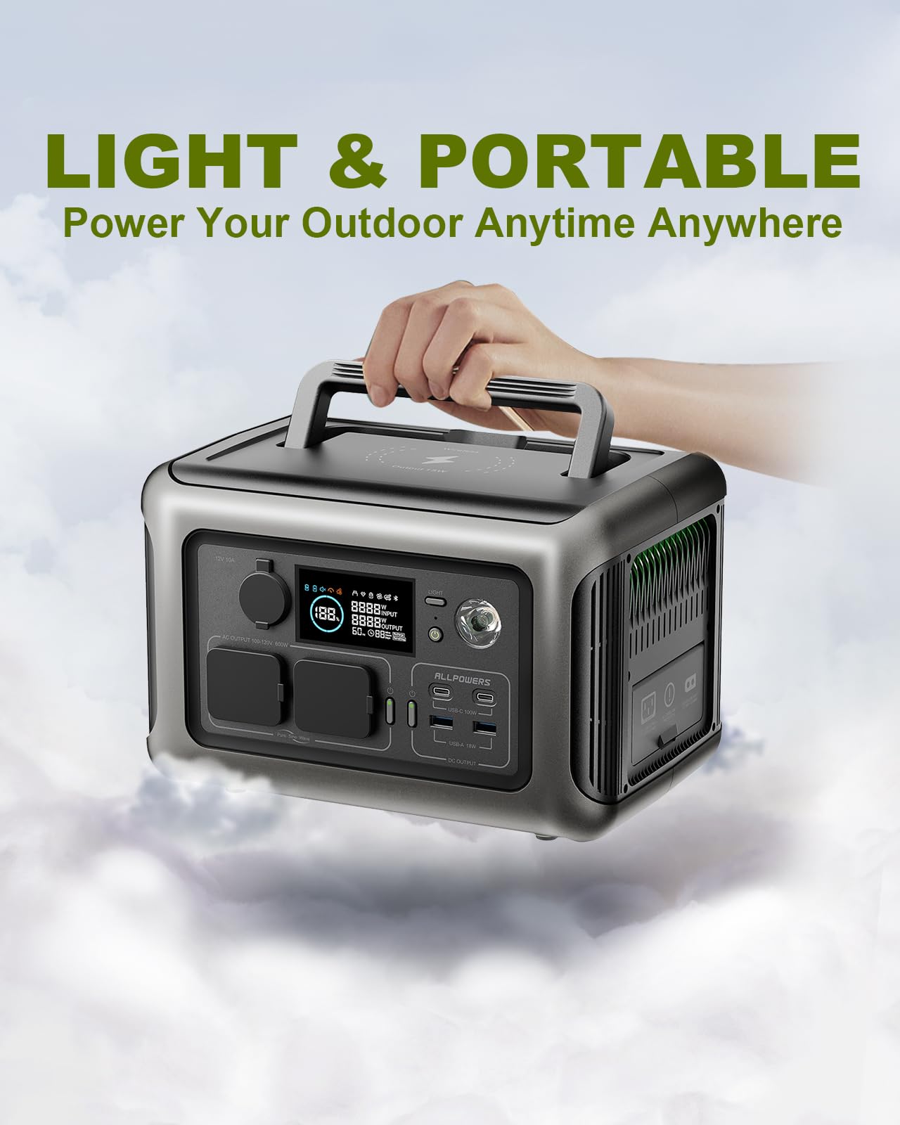 [Upgraded Version] ALLPOWERS R600 Super-Quiet Portable Power Station, 299Wh 600W LiFePO4 Battery Backup with UPS Function, 400W Max Input, MPPT Solar Generator for Outdoor Camping, RVs, Home  - WoodArtSupply