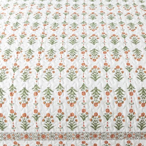 HoneiLife Quilt Sets King Size - Floral Bedspreads for King Bed, 3-Piece Wildflower Coverlets, Botanical Bed Cover King Quilt Bedding Set All Season Quilts-Sweet Grass HoneiLife