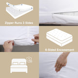 Queen Zippered Mattress Protector,Absorbent Six-Sided Mattress Cover Queen Size Bed, 15-18 Inch Noiseless Washable Mattress Encasement, Sleep Defense System, Hypoallergenic & Soft Miloll