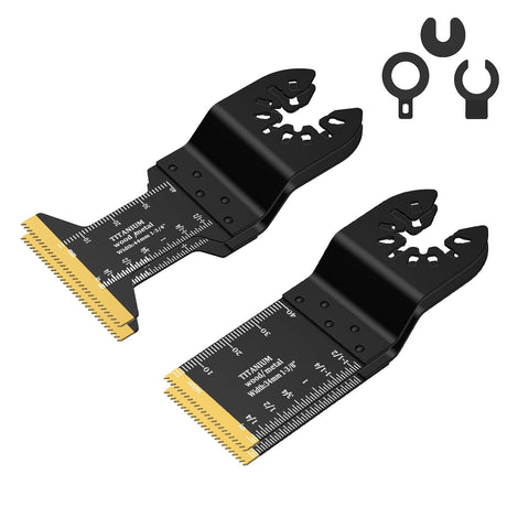 TEMINO Titanium Oscillating Tool Blades 4PCS Multi Tool Blades Kits Oscillating Saw Blades for Metal Wood Plastic Compatible with Dewalt, Rockwell, Milwaukee, Bosch etc. TEMINO