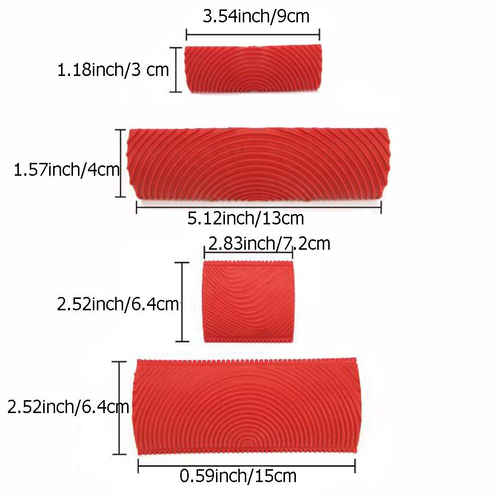 4 Pieces Wood Graining Tool,Wood Grain Tool, Rubber Wood Pattern Graining Knurling Tool On All Surfaces HUIKANGSHENG