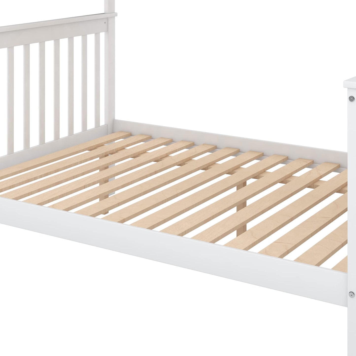 Merax Twin-Over-Full Bunk Bed with Trundle and Storage Staircase in White - WoodArtSupply