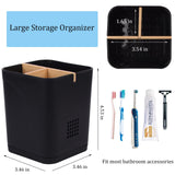 Electric Toothbrush Holder 3 Slots Tooth Brushing Holder with Bamboo Dividers for Bathrooms, Plastic Toothbrush and Toothpaste Organizer for Shower, Countertop, Vanity, Black Heagoale
