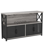 LVB Liquor Home/ Coffee Bar Cabinet, Industrial Farmhouse Modern Sideboard Buffet Cabinet for liquor and glasses with Wine Rack Storage for Kitchen Dining Living Room, Light Grey Oak 47 in LVB