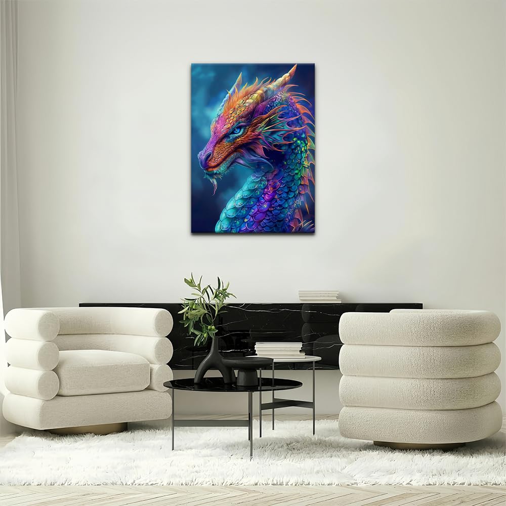 Natuyalo Framed Paint by Numbers for Adults Beginner, Dragon Acrylic Easy Paint by Numbers Kits with Frame Animals Art Craft Kits for Adults Suitable for Wall Decoration 12x16 Inch Natuyalo