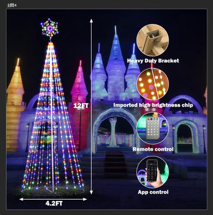 GOZFLVT Outdoor Lighting Christmas Tree Lights, 12FT Smart LED Outside Christmas Tree LightShow App Control with 700 LED Lights Color Changing Sync Musical APP & Remote Control Christmas Tree