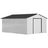 Outsunny 11' x 13' Outdoor Storage Shed, Garden Tool Metal Shed with Foundation Kit, Double Lockable Door, Air Vents and Sloping Roof, for Backyard, Patio, Lawn, White Outsunny
