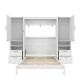 Harper & Bright Designs Full Size Murphy Bed, Wooden Full Wall Bed with Closet, Drawers and Shelves, White Harper & Bright Designs