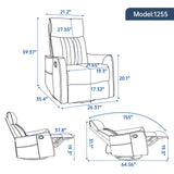 Trustyue Swivel Rocker Recliner Chair, 360° Swivel Recliner with Heat and Massage, Rocker Recliner Nursery Glider Chair with Side Pockets for Living Room (Grey, Faux Leather) Trustyue
