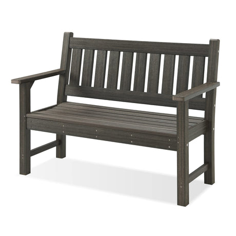 ACUEL Dark Brown 2-Person Outdoor Garden Bench – Durable Poly Lumber Patio Furniture ACUEL