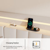 Ushow Modern Queen Floating Bed Frame with LED Lights, Storage Headboard & Charging Station in Beige USHOW