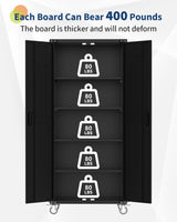 GarveeHome Storage Metal Cabinet 71" with Doors and 4 Shelves Adjustable Adjustable Feet and Lock Tall Storage Cabinet for Pantry Garage Craft Bedroom Office Shop GarveeHome