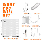 VEOFEMLEA Pegboard Combination Kit, 8 Peg Boards and 30 Accessories Modular Hanging Black Pegboard for Walls, Office Wall Organizer, Keys Holder on Wall, Nursery Storage, 44"x22" Black VEOFEMLEA