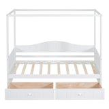 Harper & Bright Designs Twin Size Canopy Daybed with Storage Drawers, Wood Twin Platform Bed Frame, Modern 4 Poster Bed for Kids, Teens, Adults, No Box Spring Needed - White Harper & Bright Designs