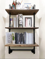 DR.IRON Industrial Pipe Shelving Rustic Bathroom Shelves with Towel Bar, 24" Pipe Shelf Wall Mounted, Farmhouse Bathroom Shelf Storage (3 tier-24) DR.IRON