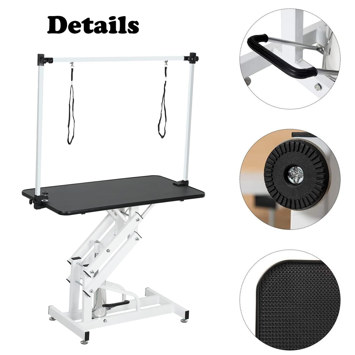 ACIDBOLT Hydraulic Pet Grooming Table, 42'' Durable Foldable Dog Grooming Table Suitable for Small Medium Large Dogs, Heavy-Duty Pet Grooming Table Drying Table with Adjustable Arms ACIDBOLT