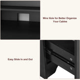 TTVIEW Computer Desk with Drawers and Hutch Shelf, Wood Executive Desk Writing Study Table with 43” Wide Tabletop, Small Desk with File Drawer for Home Office Bedroom, Black TTVIEW