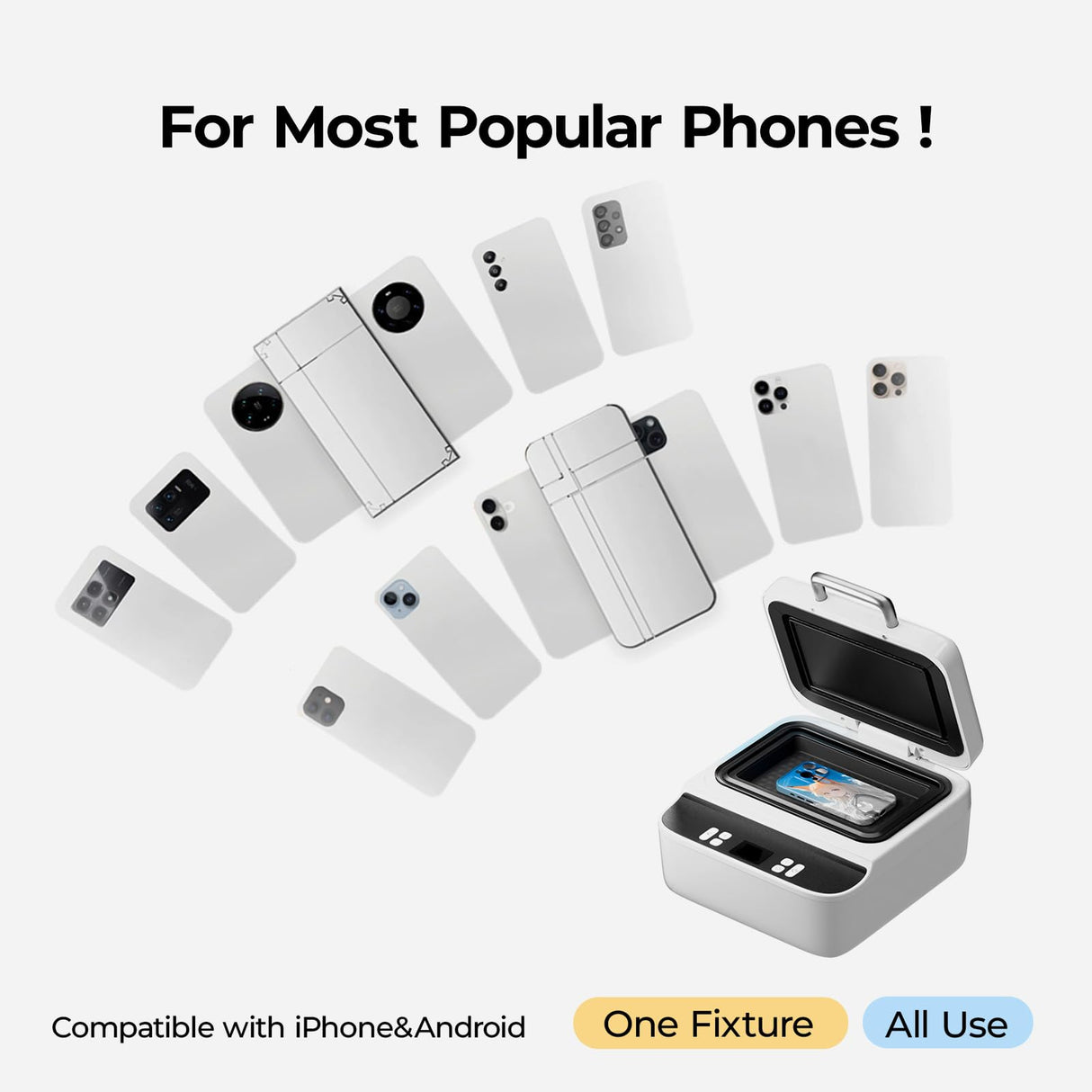 HTVRONT Phone Case Heat Press Machine- Vacuum Heat Press Machine for Phone Cases- Sublimation Press for Custom Phone Case, Badges, Coasters, Includes Film & Fixture (Compatible with iPhone & Android) HTVRONT