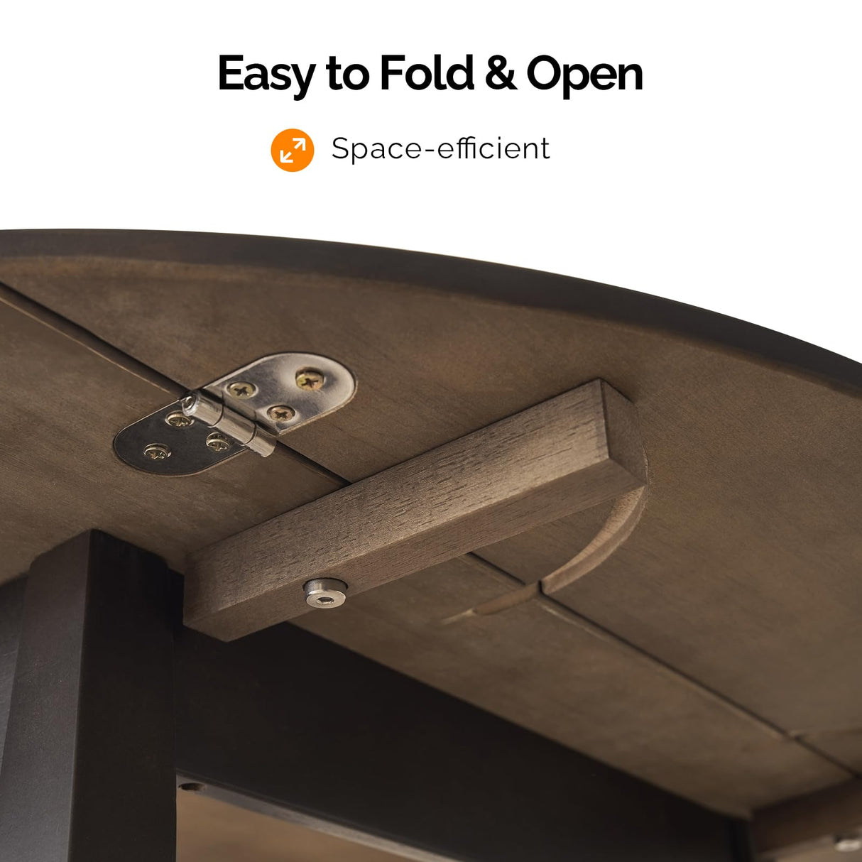 VINGLI 35" Solid Wood Kitchen Table, Drop Leaf Dining Room Desk for Small Spaces, Small Kitchen, Expandable Folding Round Table for Home, Apartment,Office, Brown VINGLI