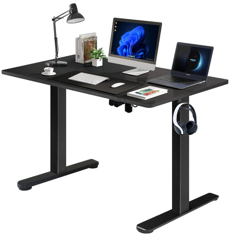 Lifetime Home Height Adjustable 48" Electric Standing Desk - Upgraded Ultra Durable Home Office Large Rectangular Computer or Laptop Sit Stand Workstation Table - 48 x 24 inches, Black Lifetime Home