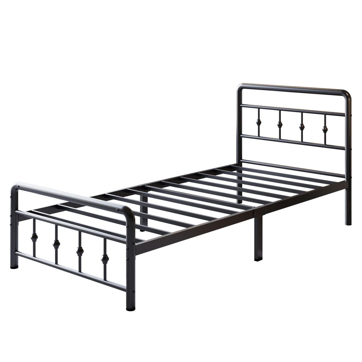 Lutown-Teen 12 Inch Twin XL Bed Frames with Victorian Vintage Headboard and Footboard, No Box Spring Needed, Heavy Duty Metal Mattress Foundation, Noise Free, Easy Assembly, Black Lutown-Teen