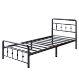 Lutown-Teen 12 Inch Twin XL Bed Frames with Victorian Vintage Headboard and Footboard, No Box Spring Needed, Heavy Duty Metal Mattress Foundation, Noise Free, Easy Assembly, Black Lutown-Teen
