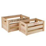 Storage Boxes - Heartfelt Collection - Set of 2 Farmhouse Style Nesting Wood Storage Crates, Small and Large, Grateful Heartfelt Collection
