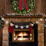 Wooden Christmas Decorations Garland with Snowflakes, Boho Christmas Decor Rustic Wood Garland, DIY Wooden Bead Xmas Garland Decor Winter Banner Decor for Tree Mantle Fireplace Wall (White) IDATOO