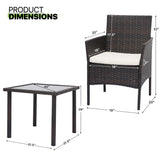 Magshion 5 Pieces Outdoor Patio Furniture Set with Thick Cushions, All-Weather Wicker Bistro Rattan Conversation Chairs with Glass Top Side Table for Garden Lawn Poolside Backyard Porch, 250lbs, Brown Magshion