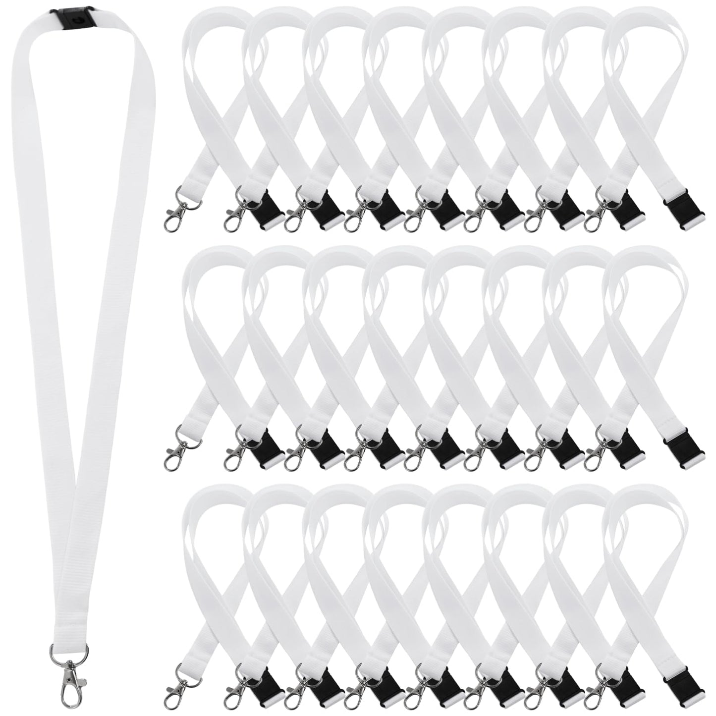 OMISTAR 50 PCS Sublimation Blank Lanyards, Bulk White Sublimation Lanyards with Detachable Buckles, Neck Lanyards Heat Transfer Lanyard for ID Badge Holder Keychain Gifts