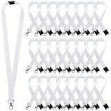 OMISTAR 50 PCS Sublimation Blank Lanyards, Bulk White Sublimation Lanyards with Detachable Buckles, Neck Lanyards Heat Transfer Lanyard for ID Badge Holder Keychain Gifts OMISTAR
