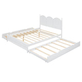 JIJIWANG Queen Bed with Trundle and 2 Storage Drawers, Wood Platform Bed with Headboard, Queen Size Bed Frame with Twin XL Trundle Bed for Girls Boys Teens Adults,White JIJIWANG