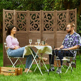 Room Divider Wood Carved Wall Divider Indoor Folding Portable Partition Screen for Home Office Garden Terrace - 6 Panel, 67 * 90inch (Dark Brown) Svimi