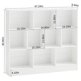 YAHARBO White 10 Cube Bookshelf,3 Tier Modern Horizontal Bookcase,Wooden Low Book Shelf Display Storage Cabinet with Base,Floor Standing Short Bookshelves Open Organizer for Bedroom,Living Room,Office YAHARBO