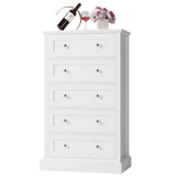 FACBOTALL 5 Drawer Dresser, 47.2" Tall White Dresser with 5 Drawers, Chest of Drawers Cabinet Wood Dresser for Hallway Living Room FACBOTALL