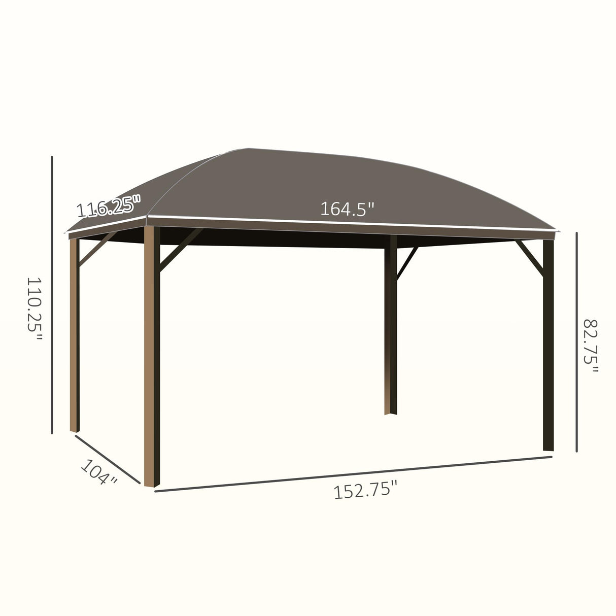 Outsunny 10' x 14' Hardtop Gazebo Canopy with Galvanized Steel Roof, Aluminum Outdoor Pavilion Gazebo with Top Hook, Netting, and Curtains for Patio, Garden, Backyard, Deck, Brown Outsunny