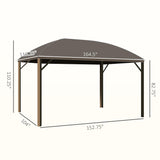 Outsunny 10' x 14' Hardtop Gazebo Canopy with Galvanized Steel Roof, Aluminum Outdoor Pavilion Gazebo with Top Hook, Netting, and Curtains for Patio, Garden, Backyard, Deck, Brown Outsunny