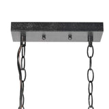 LNC Farmhouse Chandelier, 4-Light Dining Room Light Fixture, Rectangular Chandelier with Frosted Glass Globes, 27.5” L, Brown LNC