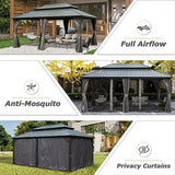Domi 12' X 18' Hardtop Gazebo, Aluminum Metal Gazebo with Galvanized Steel Double Roof Canopy, Curtain and Netting, Permanent Gazebo Pavilion for Patio, Backyard, Deck, Lawn domi outdoor living