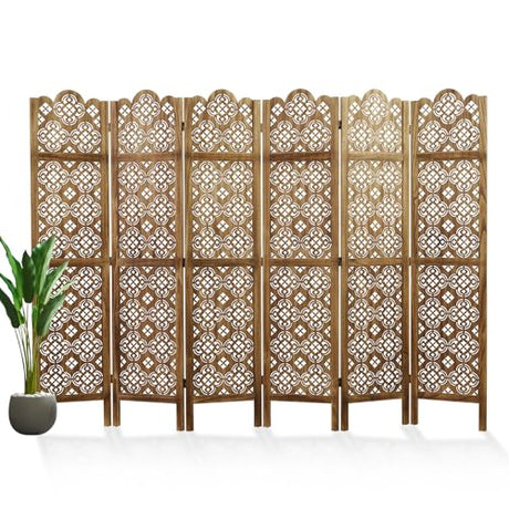 68.9Inch Folding Room Divider, 6 Panels Wood Carved Privacy Screens, Free Assembled Privacy Screen Decorative Partition for Home Office Restaurant (Dark Brown) Svimi