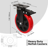 Nefish 6 Inch Heavy Duty Caster Wheels, Industrial Casters Set of 4, Locking Industrial Swivel Top Plate Casters 2600 Lbs, 360 Degree Industrial Grade Casters for Industrial, Furniture, Equipment Nefish