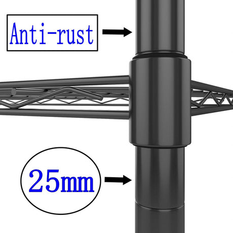 Standing Shelving Units, 36" W x 14" D x 32" H Metal Storage Shelves, Adjustable Carbon Steel Wire Shelving Rack Display Shelf for Garage Bathroom Kitchen Home Office (3-Tiers, Black) SoSo-BanTian1989
