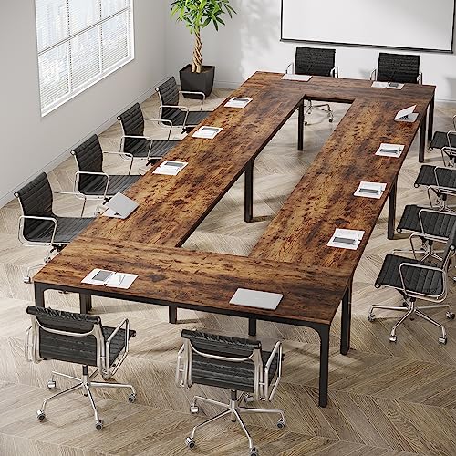 LITTLE TREE 13FT Conference Room Table, Large Rectangle Meeting Seminar Tables for 12-16 Person, Extra Long Business Tables for Office LITTLE TREE