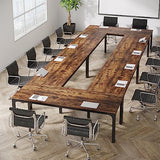 LITTLE TREE 13FT Conference Room Table, Large Rectangle Meeting Seminar Tables for 12-16 Person, Extra Long Business Tables for Office LITTLE TREE