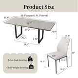 ZckyCine Modern Mid-Century Dining Table Set for 6-8 People Kitchen Dining Room Table Set Extendable Wood Dining Table and 6 Upholstered Chairs, Home Kitchen Furniture ZckyCine